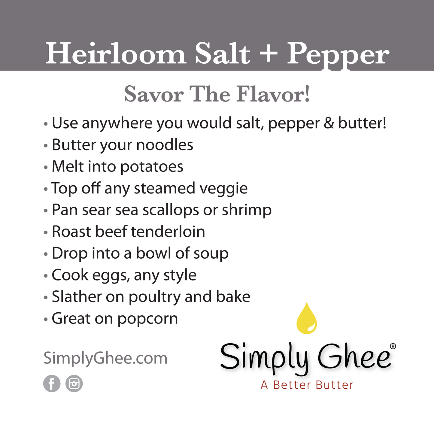 Heirloom Salt + Pepper Ghee DIY Mix